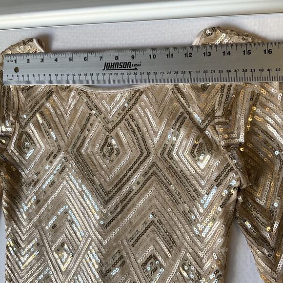 City Triangles Women Dress M Gold lining Geometric Sheath 3/4 Sleeve Knee Length - Picture 4 of 12